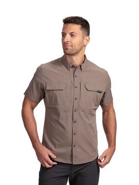 Vortex Men's Short Sleeve Button-Down Shirt in Olive
